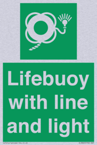 Lifebuoy with line and light